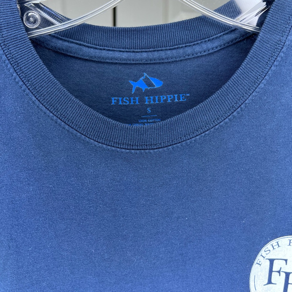 Fish Hippie Long Sleeve Navy Tee Shirt - Men’s Small - Picture 3 of 4